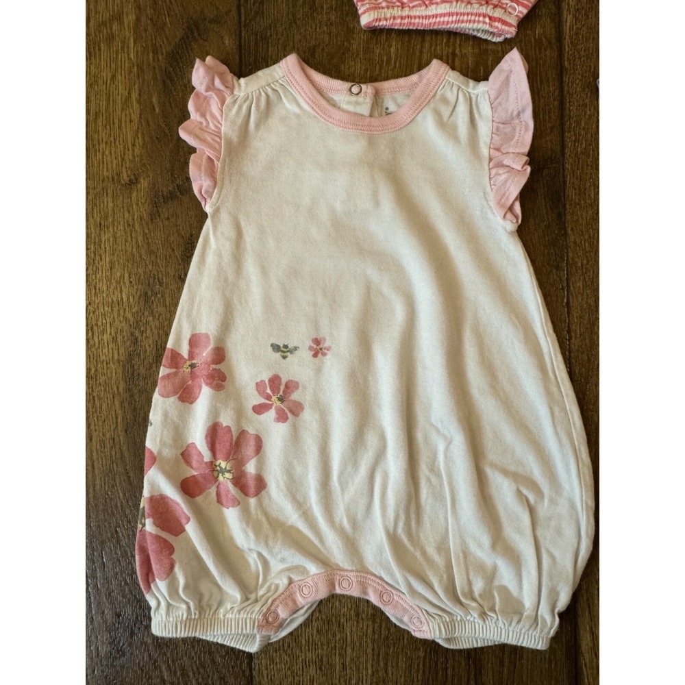 Burt's Burts Bees Organic Cotton Baby Girl 0/3 Months Clothes Lot Rompers Outfit - Picture 4 of 9